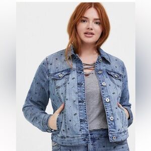 Medium Wash Heart Denim Trucker Jacket